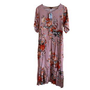 April Cornell Briar ROne Sizee Occasion Dress Woman Large Floral Pink Pocket Coq
